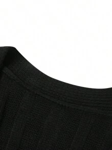 Female Cardigan, Solid Color Long Sleeve Sweater Knitted Coat With Pockets For Spring Fall, S/M/L - Negro - Ver 8