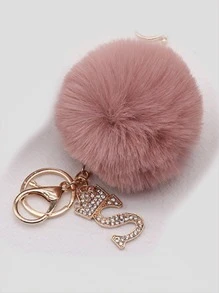 Sparkling Rhinestone Letters A-Z Keychain With Cute Plush Lucky Crystal Pendant Shiny Alloy Pendant Perfect For Bags And Backpacks - Perfect For Birthdays And Special Occasions Christmas Gifts Gift Thanksgiving