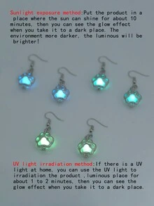 Nooxian 1 Cặp bông tai mặt dây chuyền hình bàn chân mèo rỗng dễ thương sáng tạo thời trang, quà tặng trang sức cho phụ nữ (Phát sáng sau khi hấp thụ ánh sáng, sẽ không phát sáng nếu không hấp thụ ánh sáng) - Bạc - Xem 9