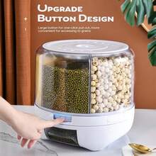 Grain Dispenser, 360° Rotating Storage Container, 6 Grid Food Dispenser With Storage Sealed Lid, Rice Dispenser For Grains, Beans, Rice, Peanut, Barley - White - View 2