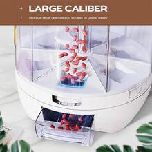Grain Dispenser, 360° Rotating Storage Container, 6 Grid Food Dispenser With Storage Sealed Lid, Rice Dispenser For Grains, Beans, Rice, Peanut, Barley - White - View 4