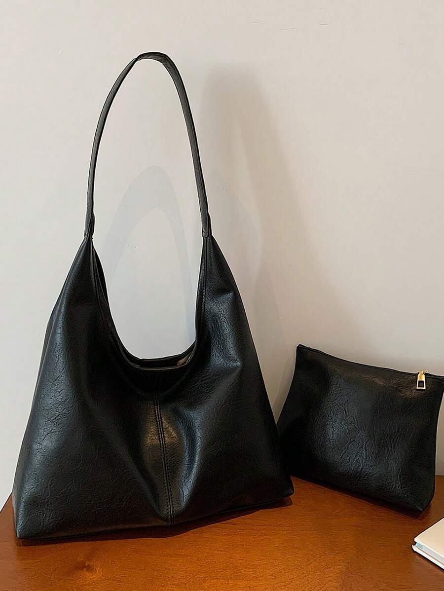 PU材质母子包组合女包简约时尚潮流韩版百搭ins单肩腋下包通勤质感纯色手提包女托特包