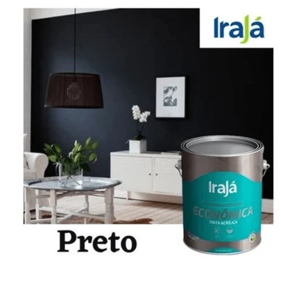 Tinta Latéx Acrílica Preto Fosco 3,6 Litros Irajá - Econômica Áreas Internas