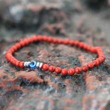 1 pezzo Braccialetto con perline piccole da 4 mm in turchese,onice,ossidiana e occhio del diavolo, braccialetto da uomo fatto a mano, portafortuna, amicizia, gioielli con occhi blu