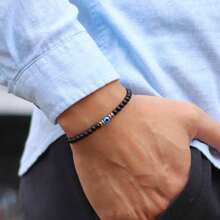 1 pezzo Braccialetto con perline piccole da 4 mm in turchese,onice,ossidiana e occhio del diavolo, braccialetto da uomo fatto a mano, portafortuna, amicizia, gioielli con occhi blu