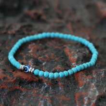 1 pezzo Braccialetto con perline piccole da 4 mm in turchese,onice,ossidiana e occhio del diavolo, braccialetto da uomo fatto a mano, portafortuna, amicizia, gioielli con occhi blu