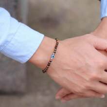 1 pezzo Braccialetto con perline piccole da 4 mm in turchese,onice,ossidiana e occhio del diavolo, braccialetto da uomo fatto a mano, portafortuna, amicizia, gioielli con occhi blu