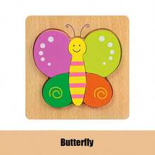 1Pc Đồ chơi xếp hình ba chiều bằng gỗ cho trẻ em Đồ chơi xếp hình giáo dục sớm Động vật hoạt hình Khóa tay cầm Bảng xếp hình nhỏ Đồ chơi bằng gỗ - Nhiều màu - Xem 10