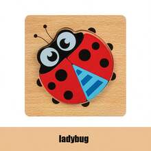 1Pc Đồ chơi xếp hình ba chiều bằng gỗ cho trẻ em Đồ chơi xếp hình giáo dục sớm Động vật hoạt hình Khóa tay cầm Bảng xếp hình nhỏ Đồ chơi bằng gỗ - Nhiều màu - Xem 1