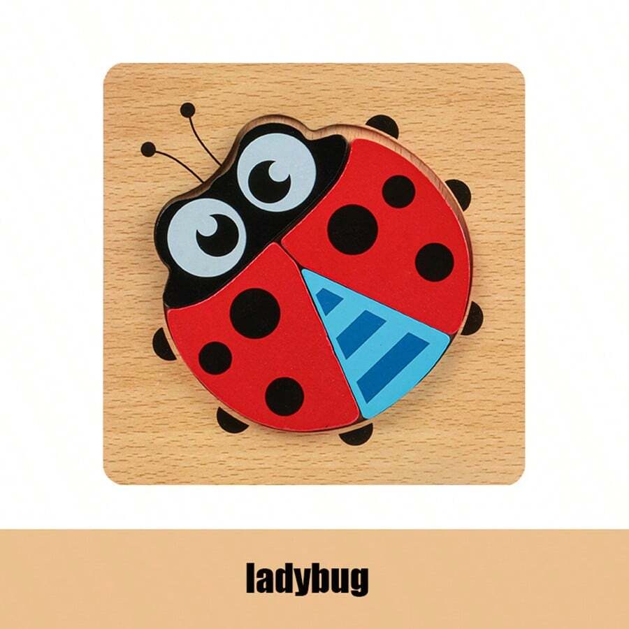 1Pc Đồ chơi xếp hình ba chiều bằng gỗ cho trẻ em Đồ chơi xếp hình giáo dục sớm Động vật hoạt hình Khóa tay cầm Bảng xếp hình nhỏ Đồ chơi bằng gỗ - Nhiều màu - Xem 1