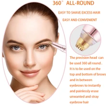 1pc ABS Portable Electric Eyebrow Trimmer, Electric Portable Eyebrow Razor, Painless White Eyebrow Trimmer, Women's Automatic Eyebrow Pencil, Women's Facial Hair Removal Tool, 70mAh - Red - View 4