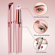1pc ABS Portable Electric Eyebrow Trimmer, Electric Portable Eyebrow Razor, Painless White Eyebrow Trimmer, Women's Automatic Eyebrow Pencil, Women's Facial Hair Removal Tool, 70mAh - Red - View 10