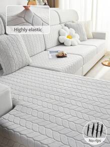 1 Stück Anti-Kratzen Fleece Sofa Überwurf, Ganzjährig Universeller Neuer Sofa Überzug, Universelle Hutförmige Schutzhülle, Geeignet zum Schutz von L-förmigen Sofas und 1, 2, 3, 4 Sitzer Sofas im Wohnzimmer - Hellgrau - Übersicht 2