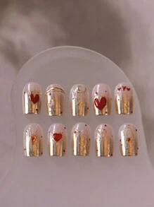 1个闪亮金色激光3D圣诞蝴蝶结美甲贴纸，浮雕自粘美甲贴纸，DIY美甲装饰滑贴美甲用品美甲贴纸 - 彩色 - 查看 4
