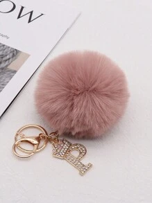 Sparkling Rhinestone Letters A-Z Keychain With Cute Plush Lucky Crystal Pendant Shiny Alloy Pendant Perfect For Bags And Backpacks - Perfect For Birthdays And Special Occasions Christmas Gifts Gift Thanksgiving