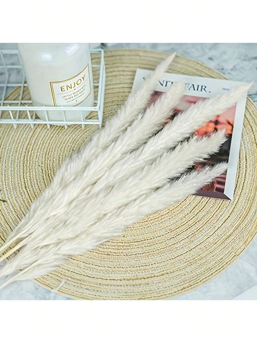 1 Bouquet 43cm Pampas Grass Feather Decor, White Fluffy Feathers, Boho