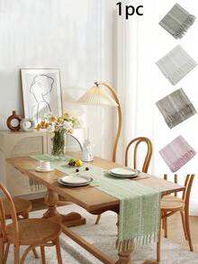 1 chiếc khăn trải bàn màu trơn hiện đại thanh lịch - Trang trí nhà bếp thời trang với điểm nhấn tua rua - Bền và dễ chăm sóc cho bàn ăn & tăng tính thẩm mỹ cho phòng - Nhiều màu - Xem 2