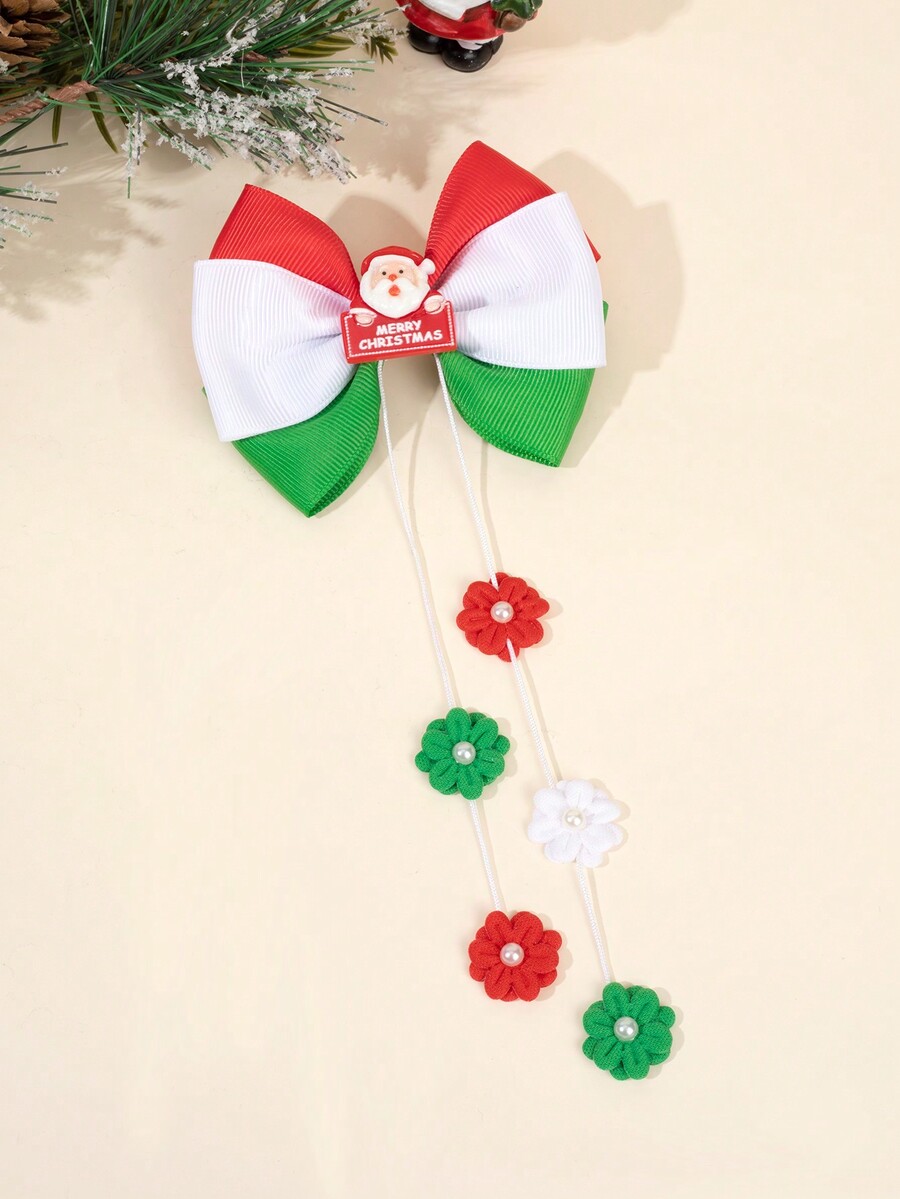 1pc Teddy Bear Hair Bow Clips For Toddlers Girls , Satin Ribbon Hair