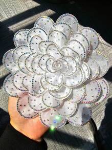 14 厘米夸张奢华多层 3D 面料大花胸针，带水钻，完美适合正式场合情人节情人节礼服配饰别针用于衣服包饰学校办公室配饰衬衫夹克珠宝圣诞节万圣节衣服别针有趣可爱的教师礼物 - 彩色 - 查看 22