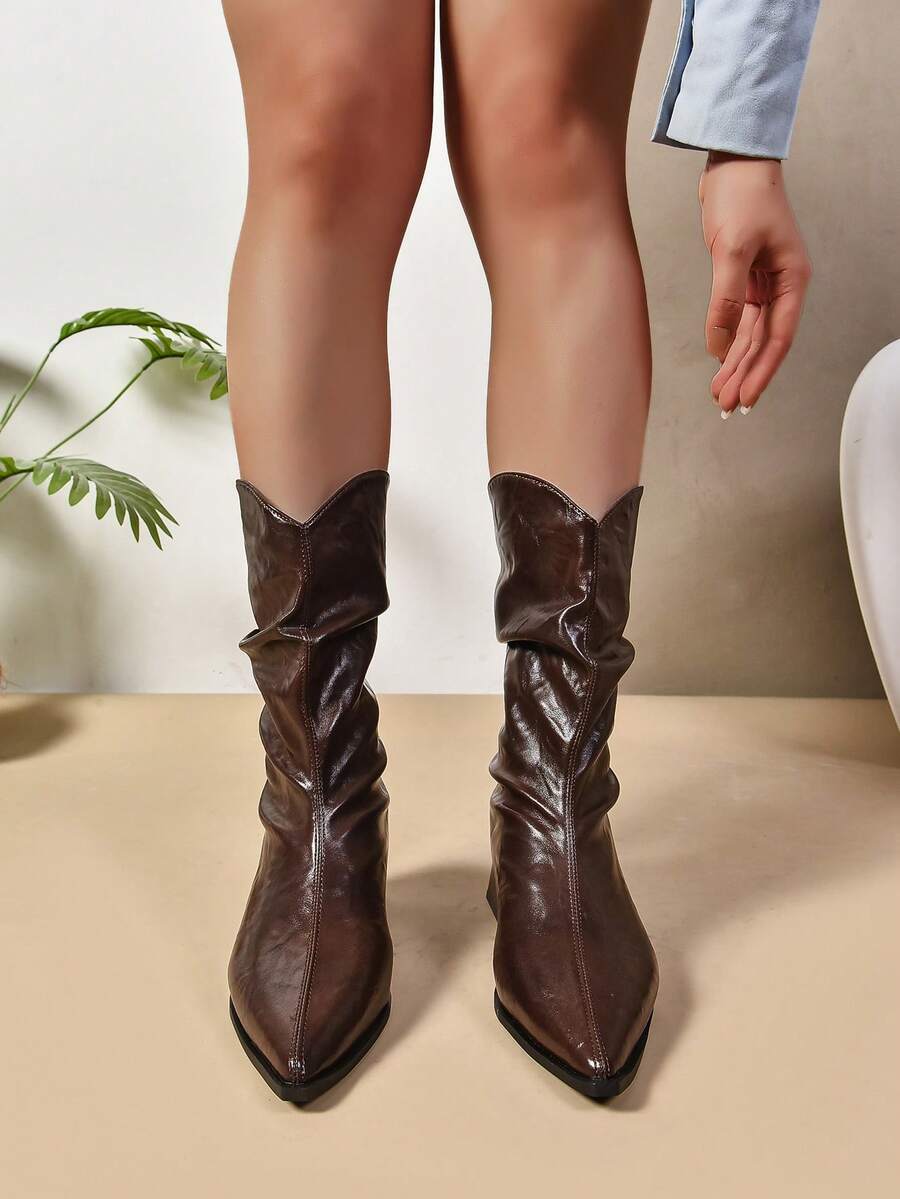 Women Ankle Boots English Style AntiSlip MidCalf Boots Thick Heel