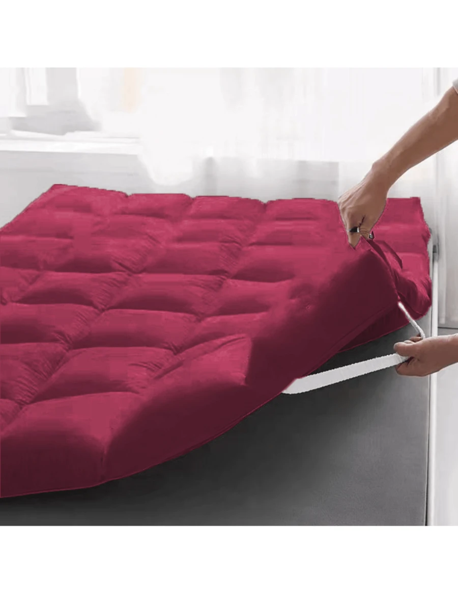 Pillow Top Mattress Protector For Double Bed Box Conjugated Feather Touch - Hot Pink - View 1