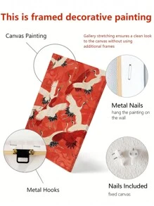 1 Pieza Pinturas De Lienzo De Imágenes De Animales, Arte De Pared De Grulla Coronada Roja, Impresión De Póster Japonés, Arte De Grulla Roja, Pintura De Pared Roja, Decoración De Pared Para Sala De Estar, Dormitorio, Oficina, Restaurante, Club, Tienda, Decoración Del Hogar, Regalo Creativo, Sin Marco