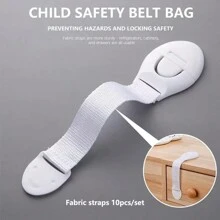 5/10packs Cabinet Locks, For Drawer, Fridge, Washing Machine, Dish Chair, Cupboard, Closet, Oven, Trash Can, No Adhesive Adjustable Multi-Purpose Lock Buckle, White