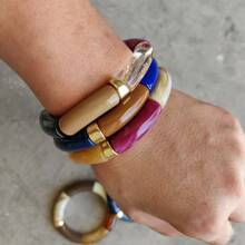 1pc Fashionable Leopard Print Acrylic Curved Adjustable Bracelet, Suitable For Women's Daily Wear - Geometric - View 12