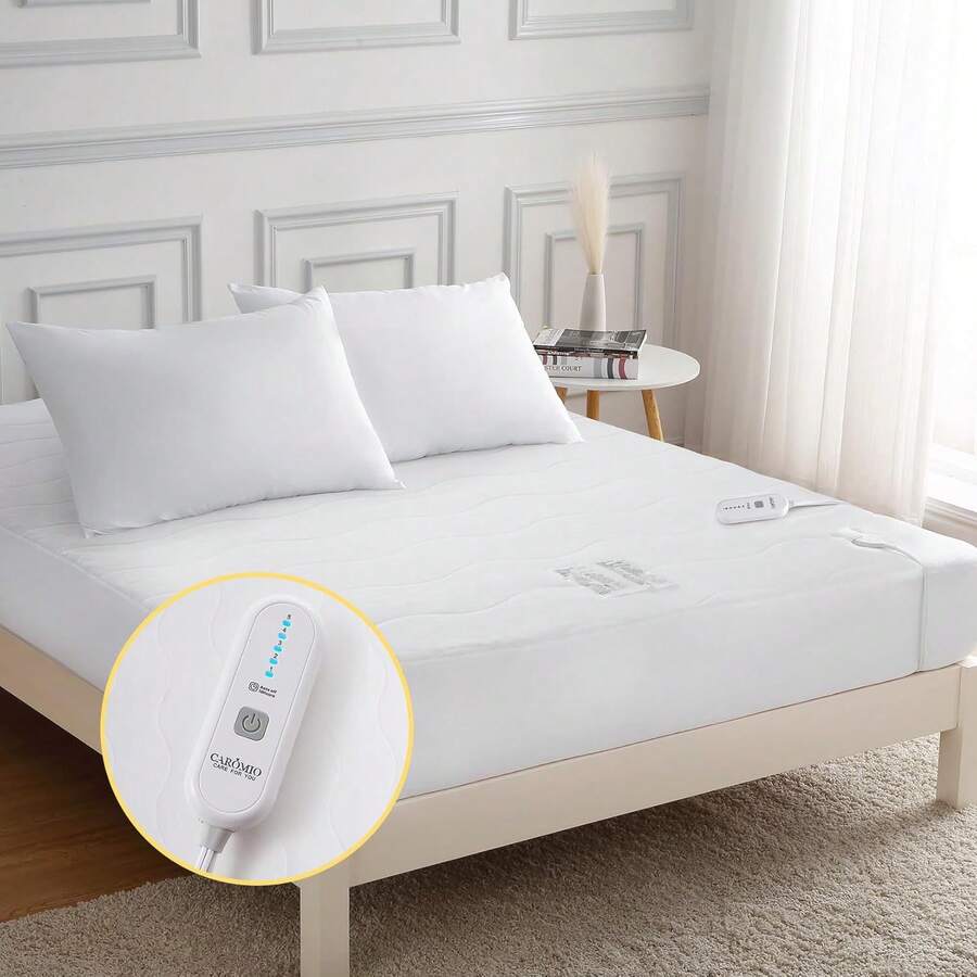 Heated Mattress Pad Full Size - Quilted Electric Full Mattress Pad Cover With 5 Heating Levels & 10 Hours Auto Off, Deep Pocket Heating Mattress Pad Full 54"X75", White - trắng - Xem 1