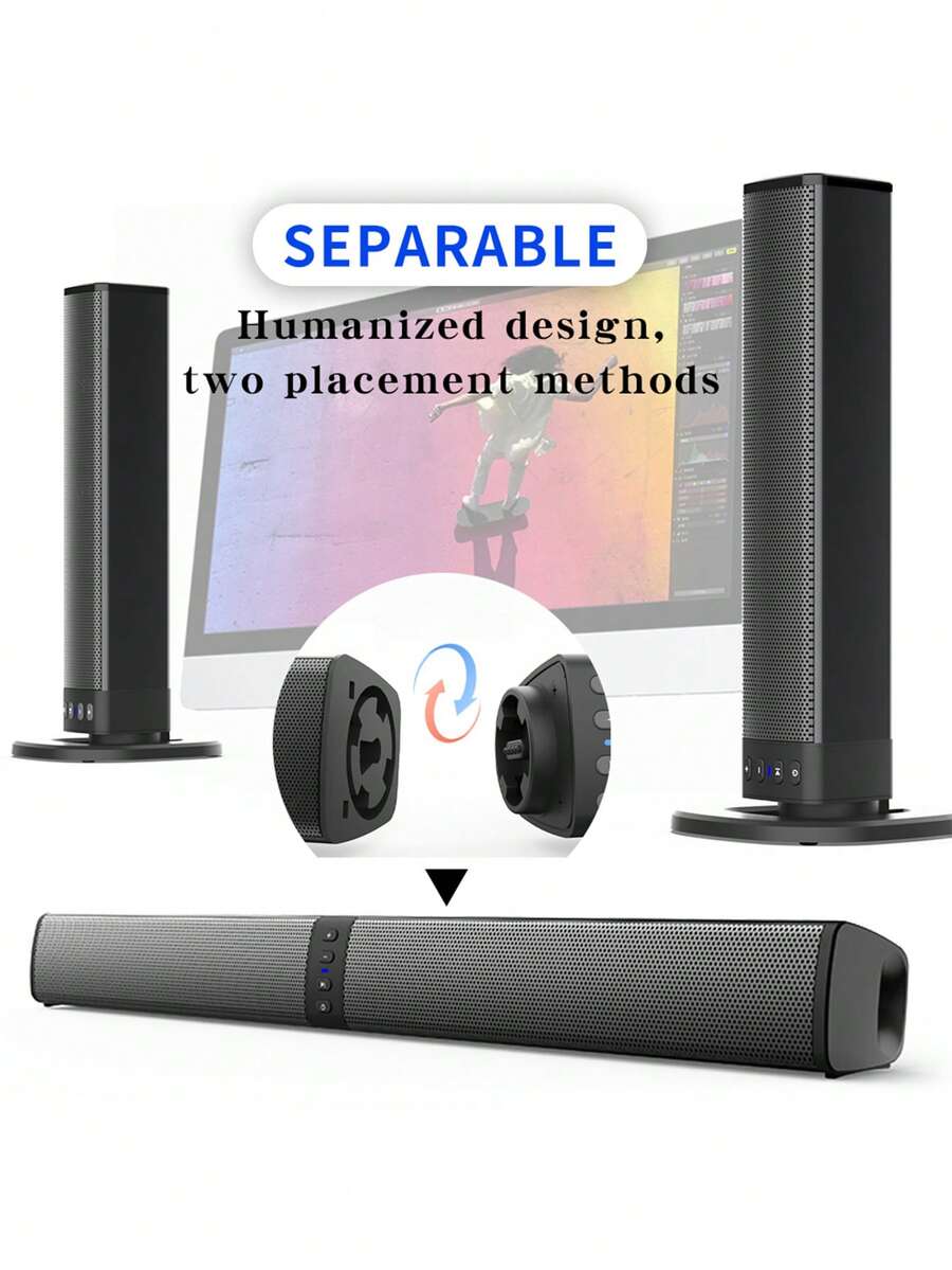 20W 3D TV Sound Bar Subwoofer Music Player Wired Wireless Home Surround