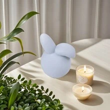 1 pieza Decoración de conejo de Pascua con orejas torcidas y sin rostro, molde de silicona para estatua minimalista de cera/yeso - Blanco - Ver 6