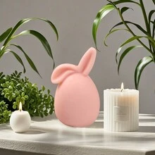 1 pieza Decoración de conejo de Pascua con orejas torcidas y sin rostro, molde de silicona para estatua minimalista de cera/yeso - Blanco - Ver 5