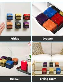 1pc Magnetic Tea Bag Organizer,Black Metal Tea Storage Box,Wall-Mounted Space Saving Tea Organizers And Storage For Refrigerator, Kitchen Shelf And Counter. - Black - View 7