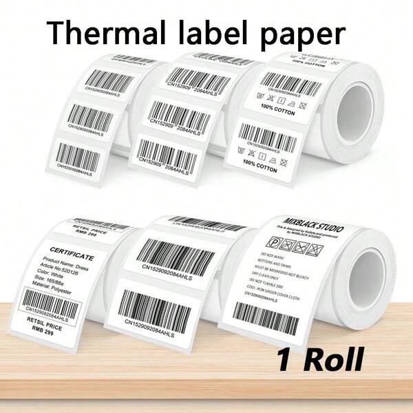 1 rolo de papel para etiquetas adesivas sensíveis ao calor, rolo pequeno, impressora portátil B3S/B11/M322/M110/M220/M3/M108/M200, etiquetas para pequenas empresas, papel térmico branco multiuso