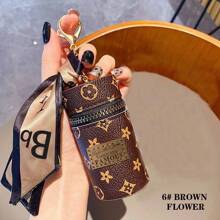 1pc Portable Coin Pouch & Car Keychain, Mini Fashionable Key Ring Casual Car Accessories Bag Charm School Letter