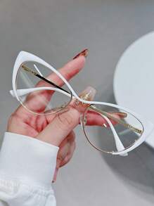1pc Women Fashion Anti Light Blue Cat Eye Glasses Frame Retro Luxury Optical Computer Eyeglasses Clear Glasses Accessories