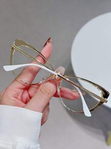 1pc Women Fashion Anti Light Blue Cat Eye Glasses Frame Retro Luxury Optical Computer Eyeglasses Clear Glasses Accessories