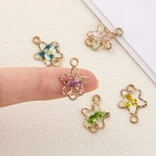 5/10 chiếc Mặt dây chuyền hình ngũ giác tinh dầu hoa khô tự làm Vòng tay, vòng cổ, móc chìa khóa trang sức phong cách mộc mạc quyến rũ - Nhiều màu - Xem 9