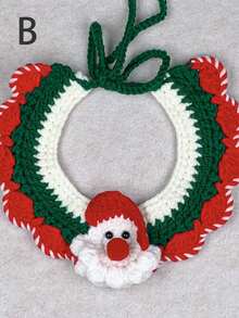 1 件宠物圣诞针织围巾（适用于猫和狗）-猫围巾，圣诞老人项圈，毛绒铃铛，狗水围巾，宠物围巾，宠物方围巾 - 彩色 - 查看 7