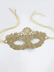 Mặt nạ ren sáu thùy dây vàng cố định bằng ruy băng Grosgrain hai lớp Boho dành cho tiệc hóa trang. Mặt nạ ba chiều, mặt nạ ren nữ gợi cảm dành cho tiệc hóa trang, lễ hội và những người tham gia tiệc tùng. - Vàng - Xem 1