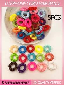 5 cái/10 cái/20 cái/50 cái (Màu ngẫu nhiên) Dây buộc tóc xoắn ốc mini thời trang, dây buộc tóc liền mạch, phụ kiện tóc thanh lịch tối giản - Nhiều màu - Xem 10