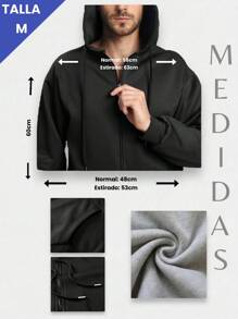 SUDADERA BÁSICA HOMBRE CON BOLSILLOS Y CAPUCHA - Negro - Ver 4