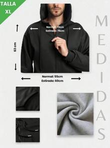 SUDADERA BÁSICA HOMBRE CON BOLSILLOS Y CAPUCHA - Negro - Ver 6