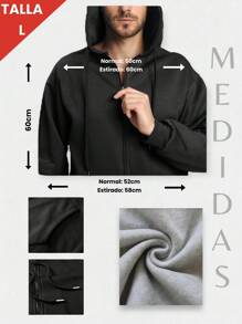 SUDADERA BÁSICA HOMBRE CON BOLSILLOS Y CAPUCHA - Negro - Ver 5