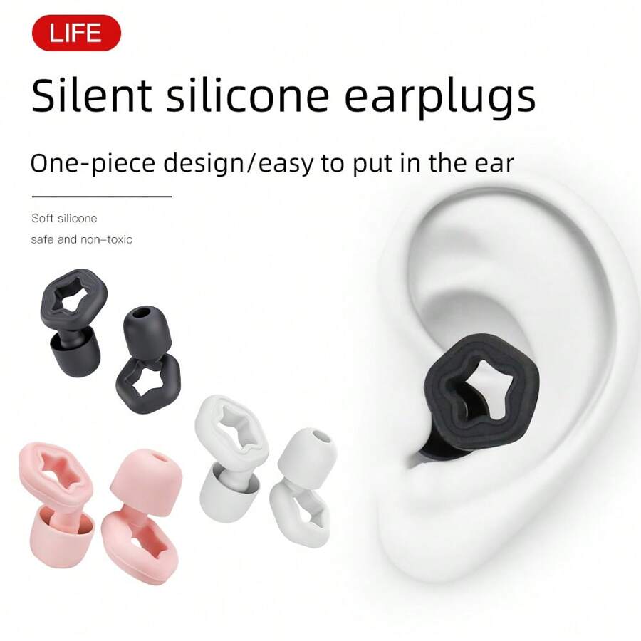 Ear Plugs For Sleeping Noise Reduction, Silicone Soft Reusable Washable Star Earplugs For Sleep-3 Pairs 3 Size With Small Box,Sound Blocking Ear Plugs For Work,Flights,Concerts,Snoring, Back To School Supplies