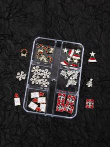 30 chiếc trong hộp 6 ô, 12 mẫu thiết kế Giáng sinh, trang trí nghệ thuật làm móng 3D bằng đá Rhinestone khảm Zirconia, phong cách Châu Âu sang trọng, đồ trang sức làm móng tự làm, đá quý làm móng, vật dụng làm móng - Nhiều màu - Xem 5