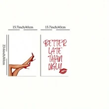 Bộ 2 bức tranh vải nghệ thuật treo tường Better Late Than Ugly Biểu tượng thời trang Poster Quầy bar Xe đẩy Trang trí căn hộ Thẩm mỹ Trang trí tường phòng ký túc xá Không có khung - Nhiều màu - Xem 8