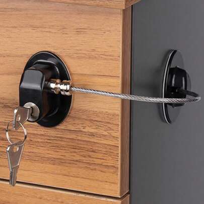 1 st svart multifunktionsbarnlås, skåpdörrlås, fönsterlås, kylskåpslås, skjutdörr- och fönsterlås med begränsare