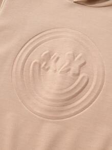 Bộ 2 món/Bộ Áo hoodie in hình mặt cười dễ thương thời trang thoải mái mềm mại cho bé trai & Quần thể thao in họa tiết thường ngày, phù hợp cho mùa thu/đông - Màu Khaki - Xem 6