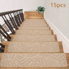 15 Pack 8"X 30" Non-Slip Carpet Stair Runners Treads For Indoor Wooden Steps With Self Adhesive Tape Rug Anti Moving Staircase Covers Mats For Elders And Pets Reusable Washable Adhesive